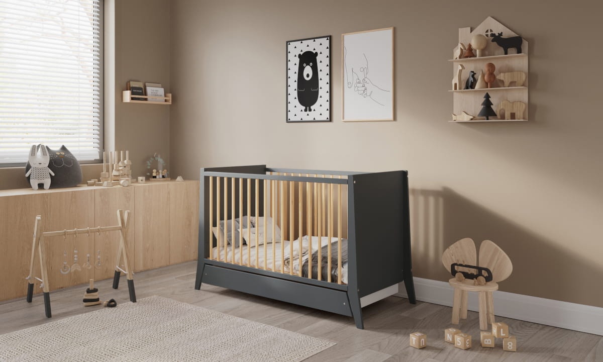 LETTINO COSMO KREVETAC 120X60 ANTRACIT PINE + FIOKA