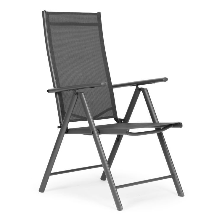 Set od 4 sklopive baštenske stolice sa podesivim naslonom, Gray, MultiGarden