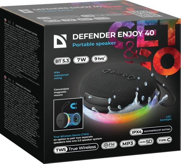Bluetooth zvučnik Defender Enjoy 40/7W, Magnet/BT/IPX4/FM/TF/TWS
