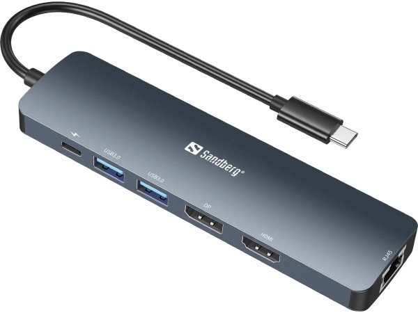 Docking station Sandberg USB-C - HDMI/DP/LAN/2xUSB 3.0/USB C PD 100W 136-43