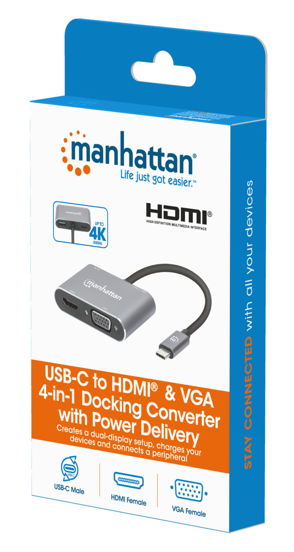 Docking station Manhattan 130691 USB-C - VGA/HDMI/USB 3.0/PD 87W