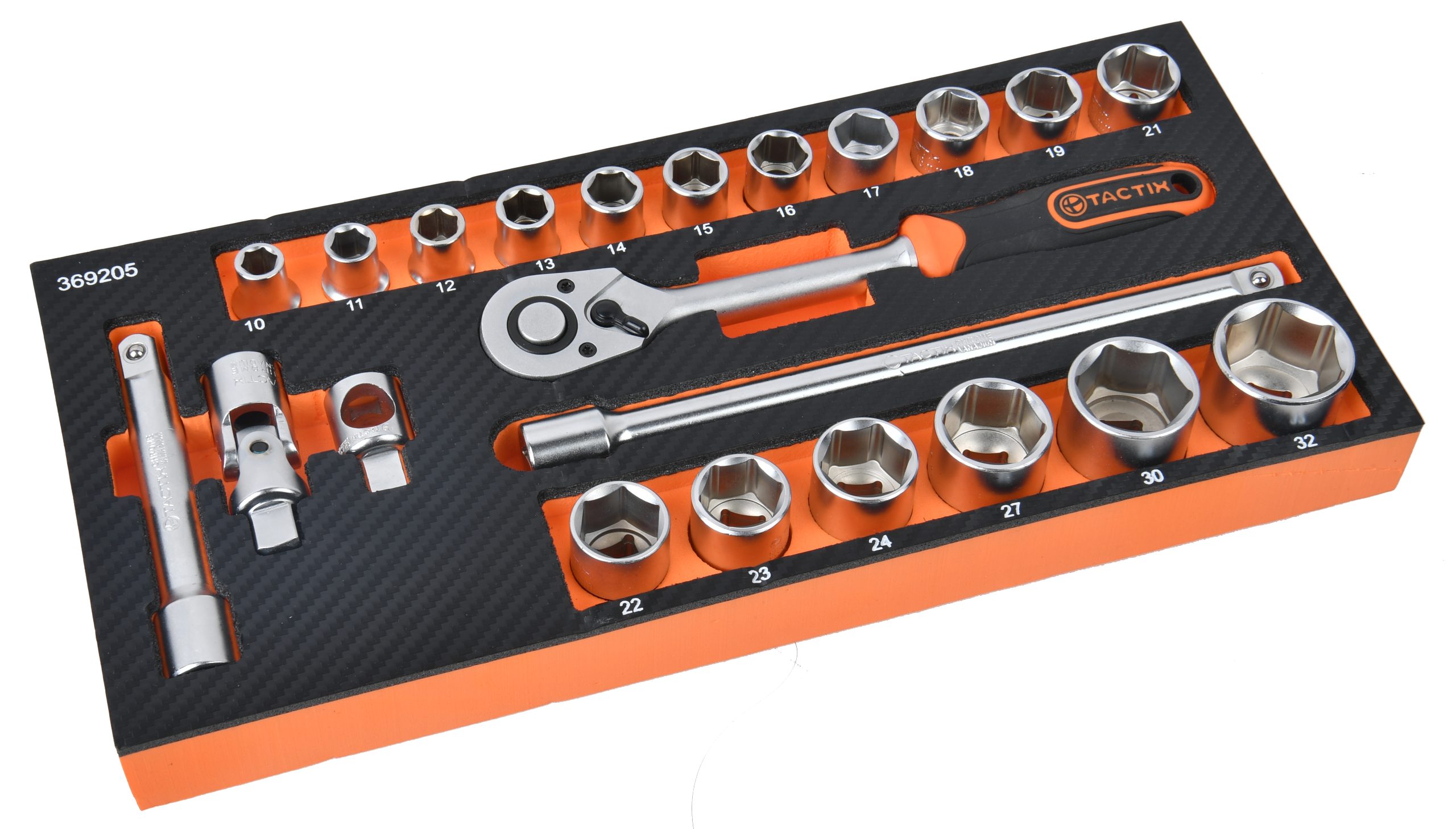 TACTIX Set 22 del. nasadnih ključeva sa čegrtaljkom 1/2" HEX