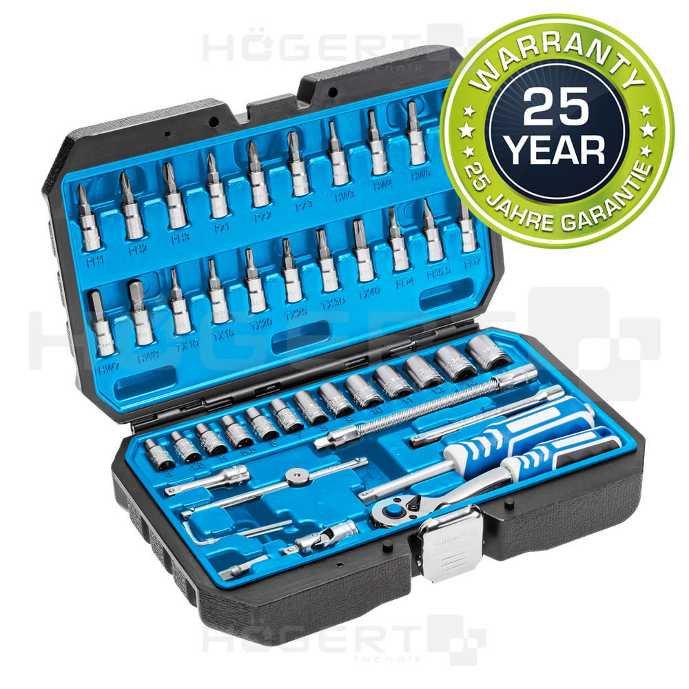 HOEGERT Set nasadnih ključeva 1/4″ 46 kom