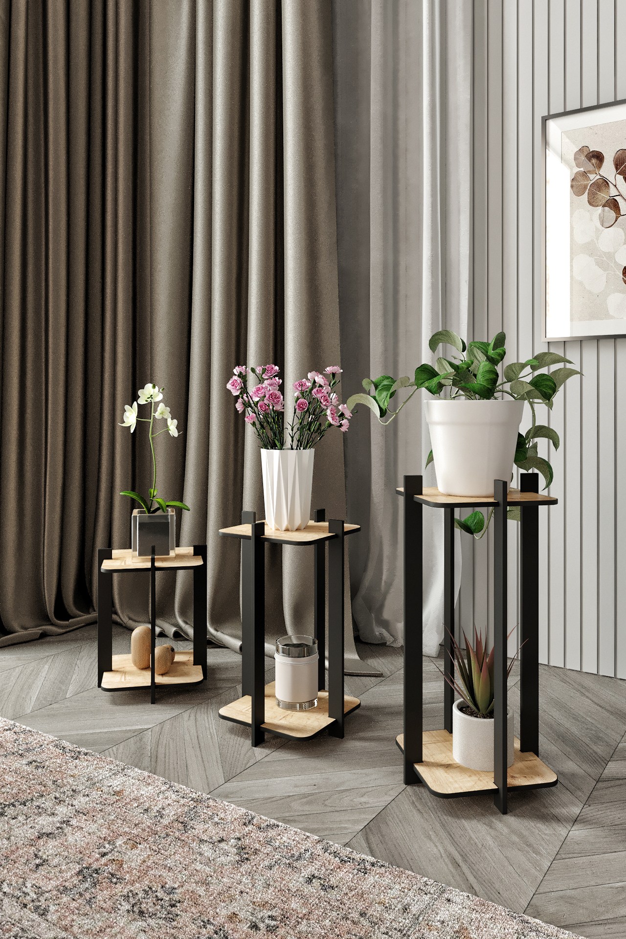 Drveni stalak za cveće Flower Desk Square - Hrast