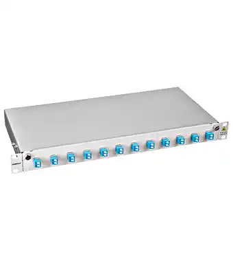 FO Splicebox 19 inča sa 4 LC singlemode duplex adapter Schrack HSELS08SLG RAL7035, PREMIUM