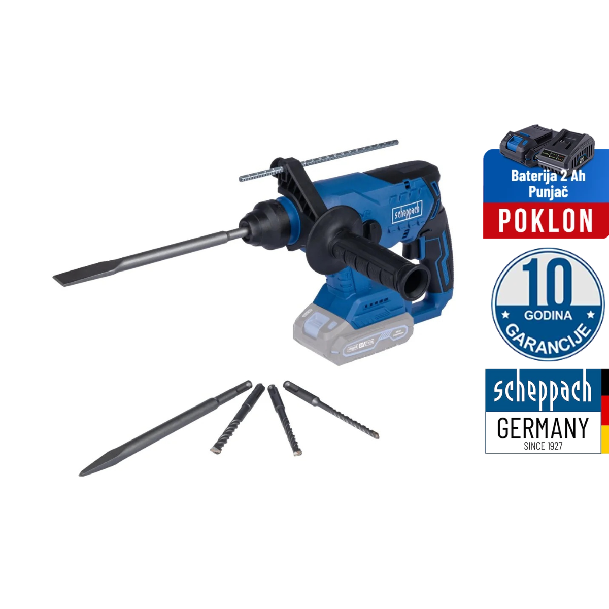 Aku udarna čekić bušilica SDS PLUS Brushless IXES BC-RHD230-X – Solo Scheppach +POKLON BATERIJA 2Ah I PUNJAČ