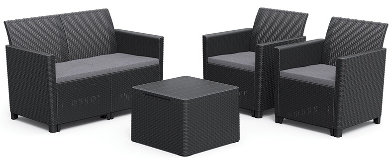 Baštenska garnitura Claire 2 seater sa box stolom, grafit