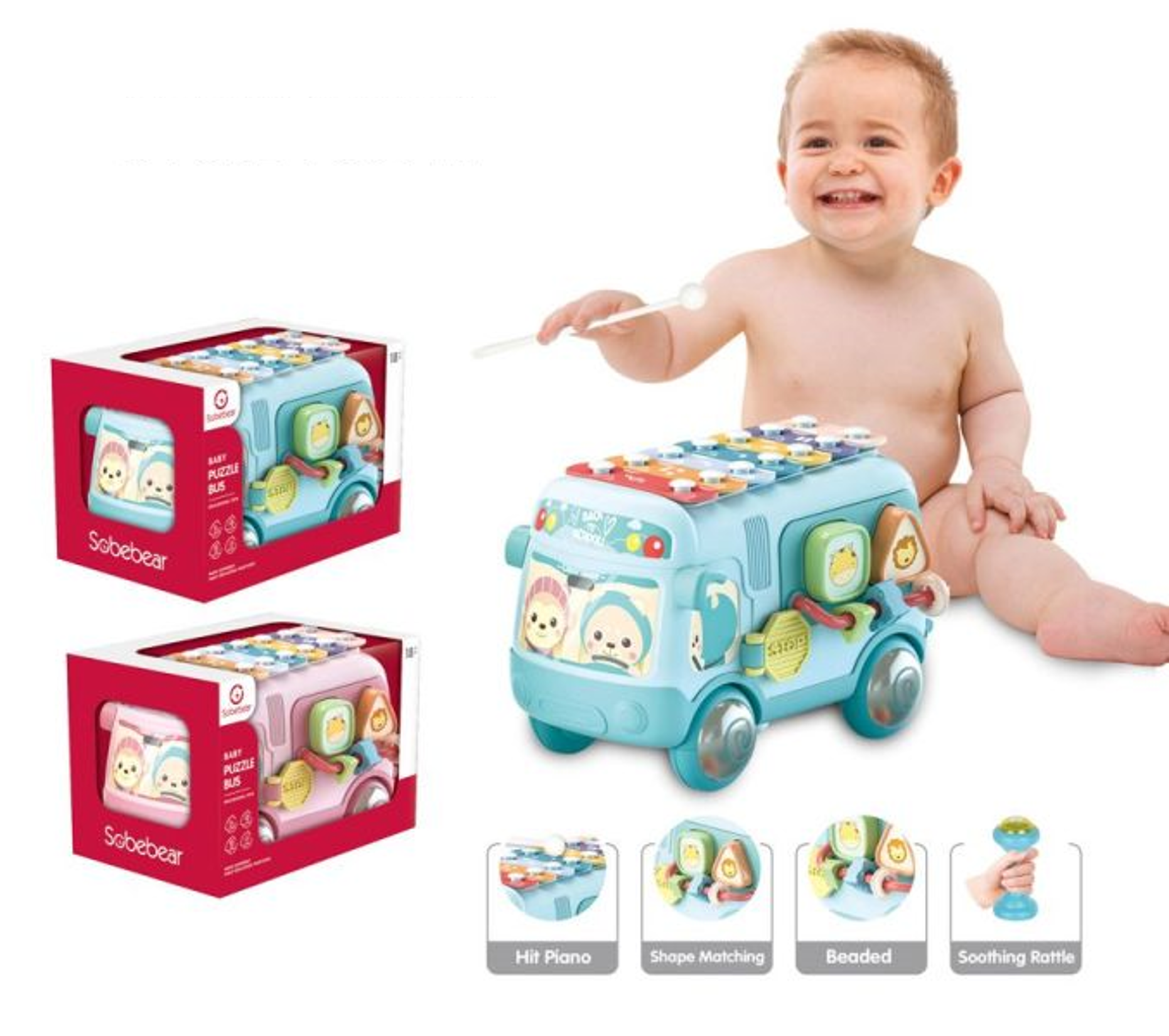 Baby autobus-roze i plavi