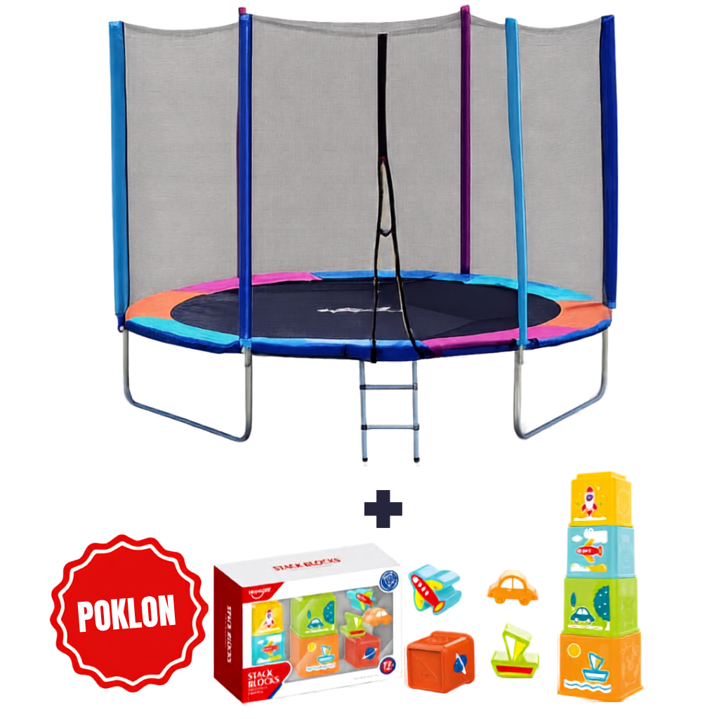 JUMP TIME Multicolor Trambolina - 305cm + POKLON Slagalica - kupovi za bebe Stack blocks