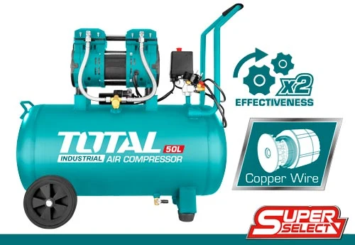 TOTAL Tihi Bezuljni Kompresor 50 L, 1,6 KS