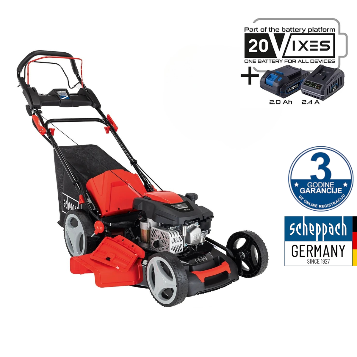 Scheppach motorna kosačica kosilica MS173-51E 4.1 KS + POKLON aku trimer za travu IXES C-LT300-X