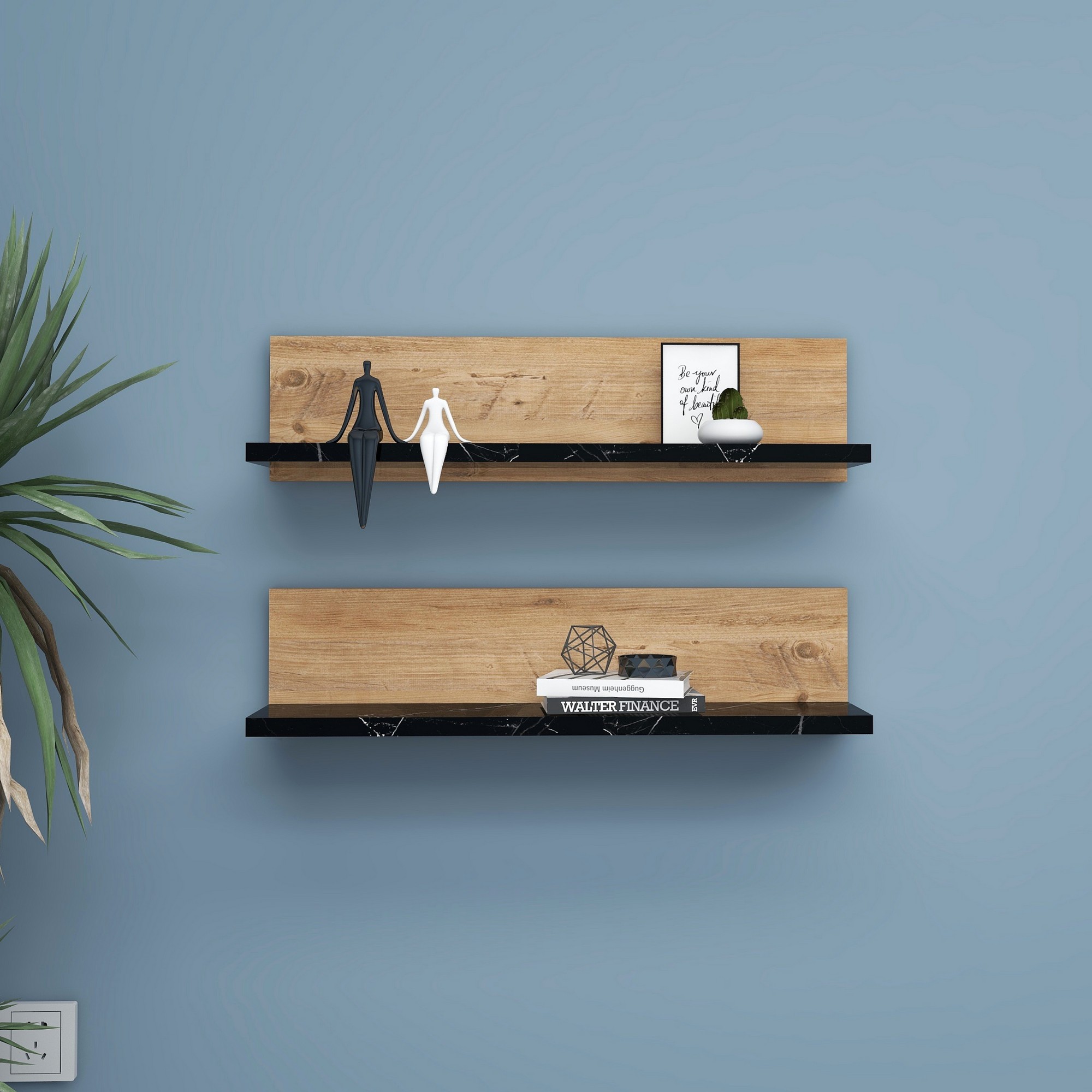 Zidna polica Shelf - Atlantik bor, Crna