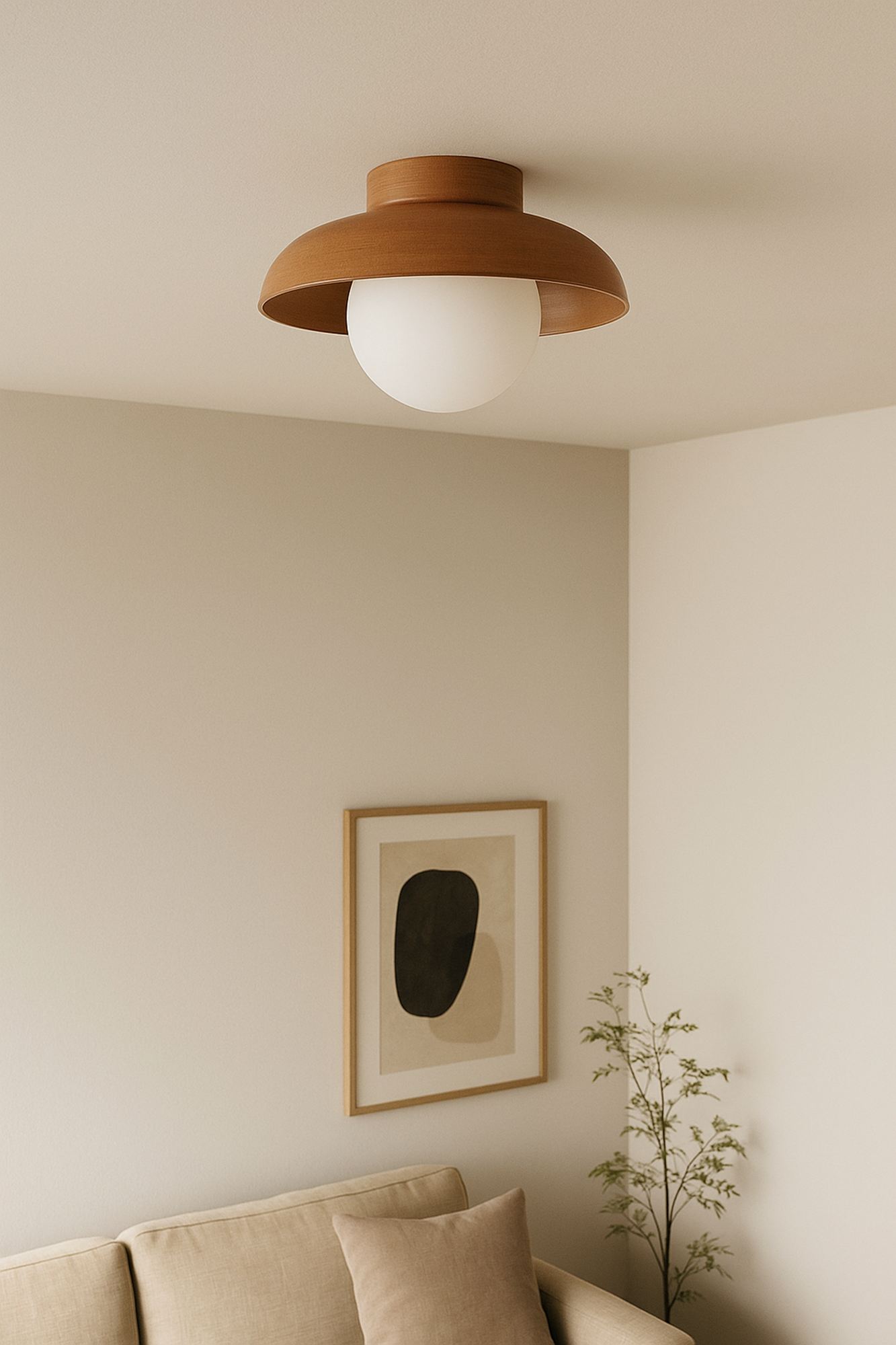 Zidna lampa Hant-T - Hrast, Bela