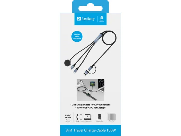 Kabl Sandberg 3u1 441-69 2xUSB-C/Mag Safe/100W
