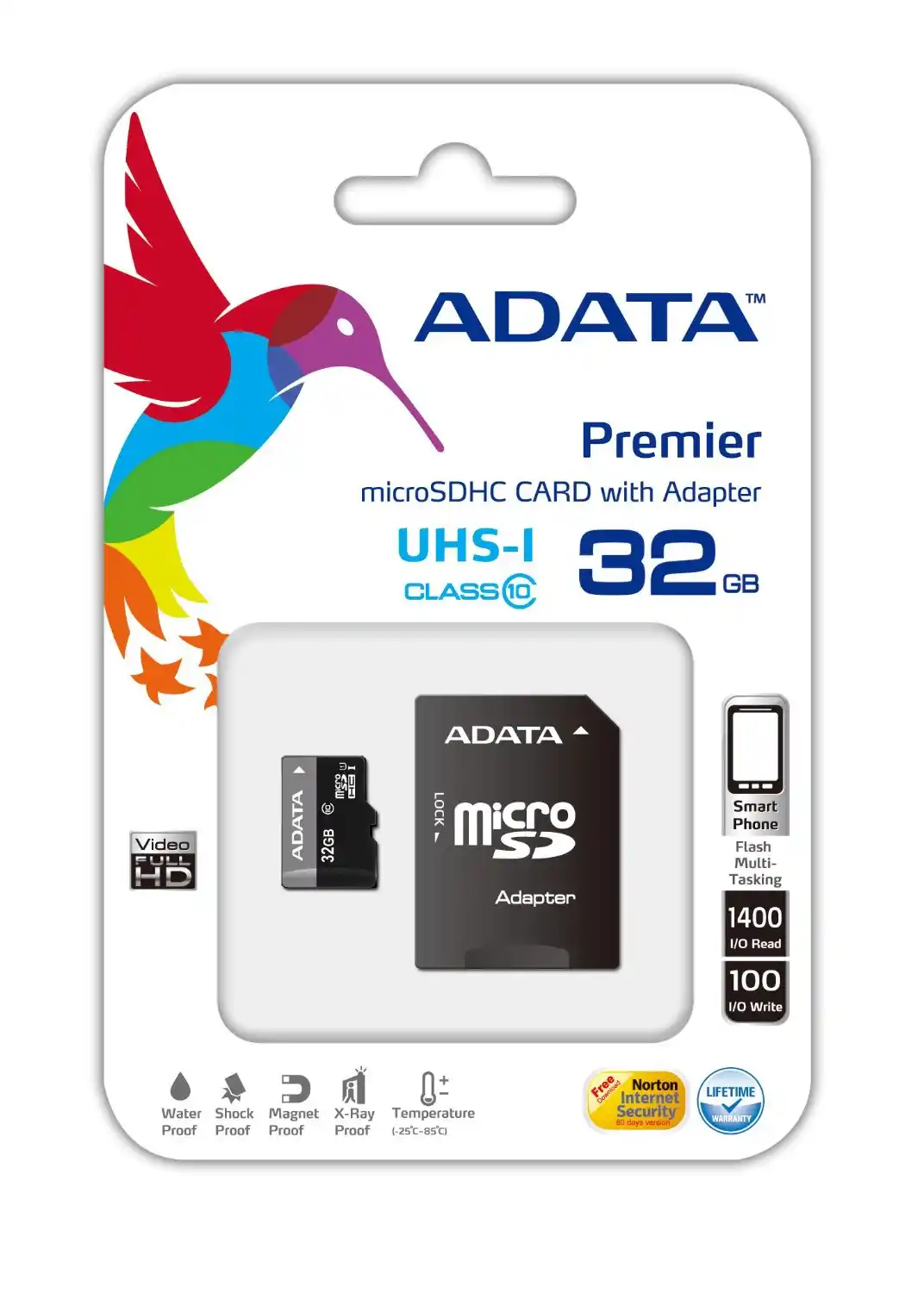 Micro SD Card 32GB AData + SD adapter AUSDH32GUICL10-RA1/ class 10
