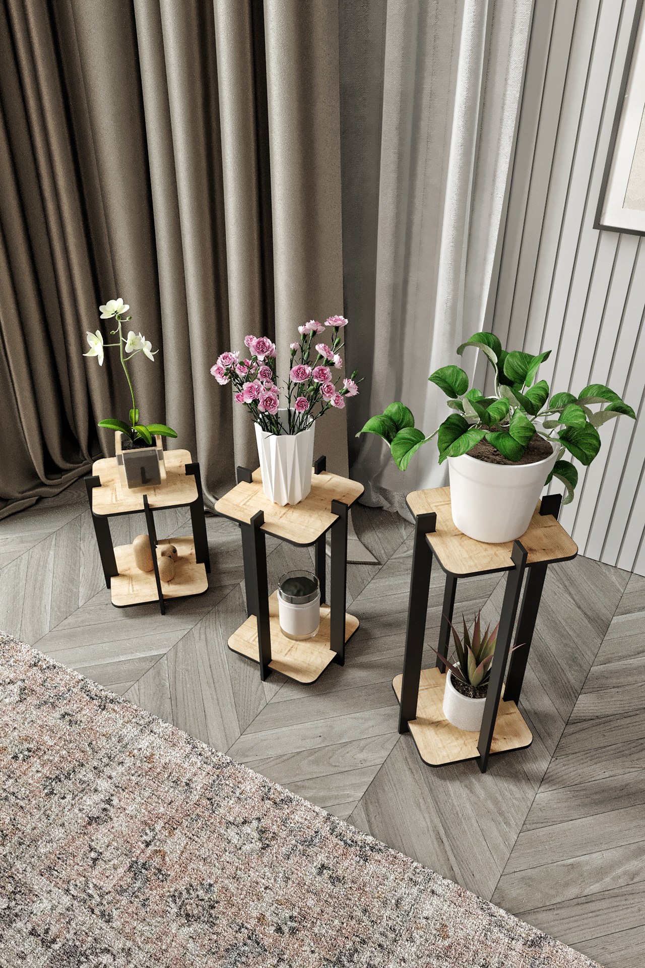 Drveni stalak za cveće Flower Desk Square - Hrast