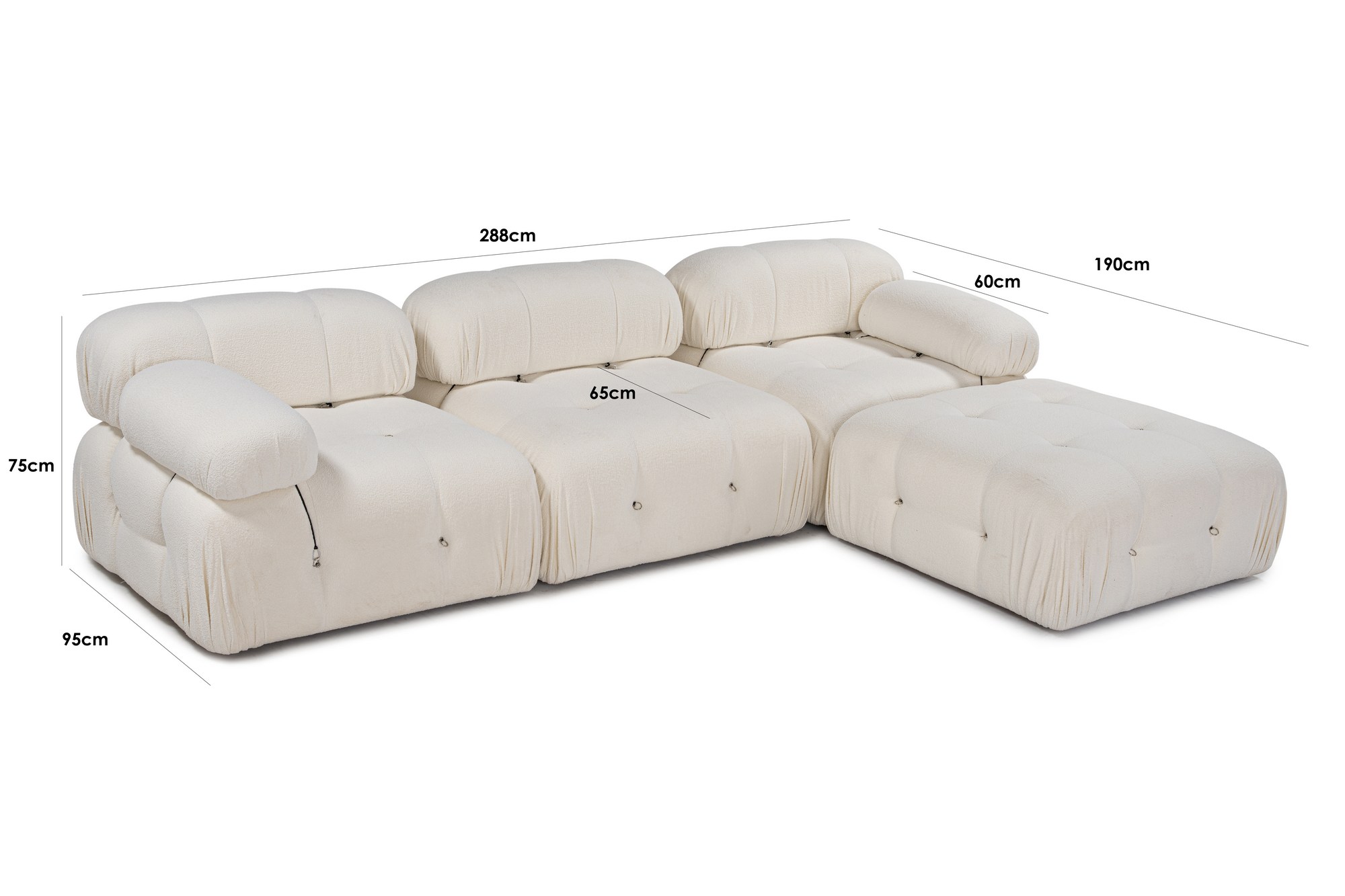Ugaona garnitura Bubble Beige L1-O1-1R-PUF Bela