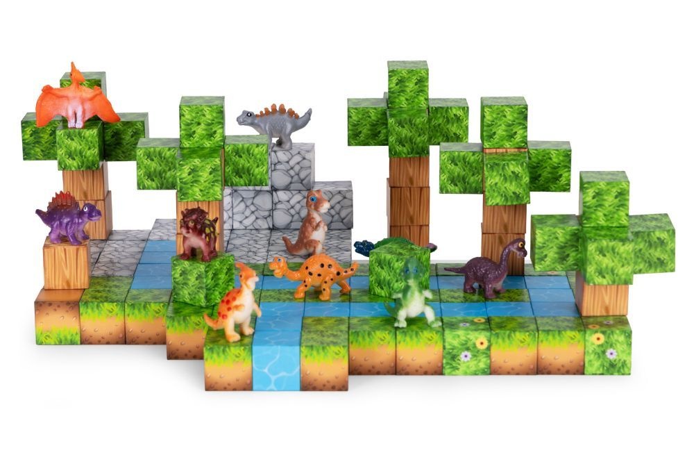 Set magnetnih kocki za decu – 142 dela, kocke i dinosaurisi