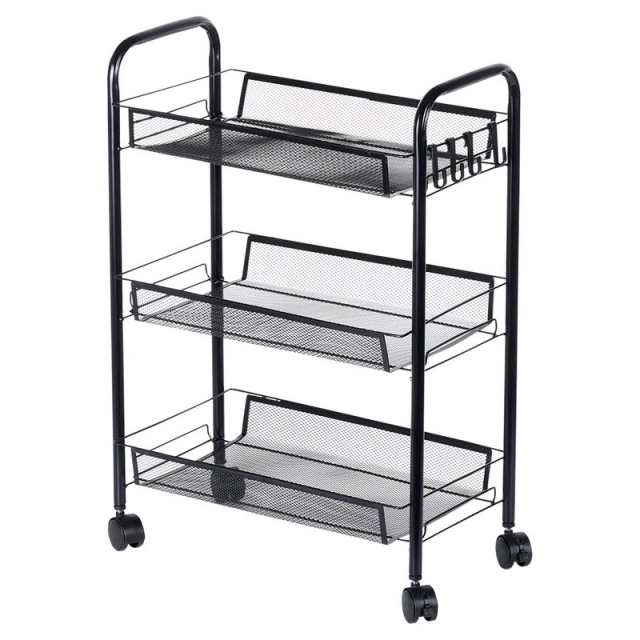 Vilde 568029 - Metalna polica na 3 nivoa (crna ), 44 x 26 x 63 cm