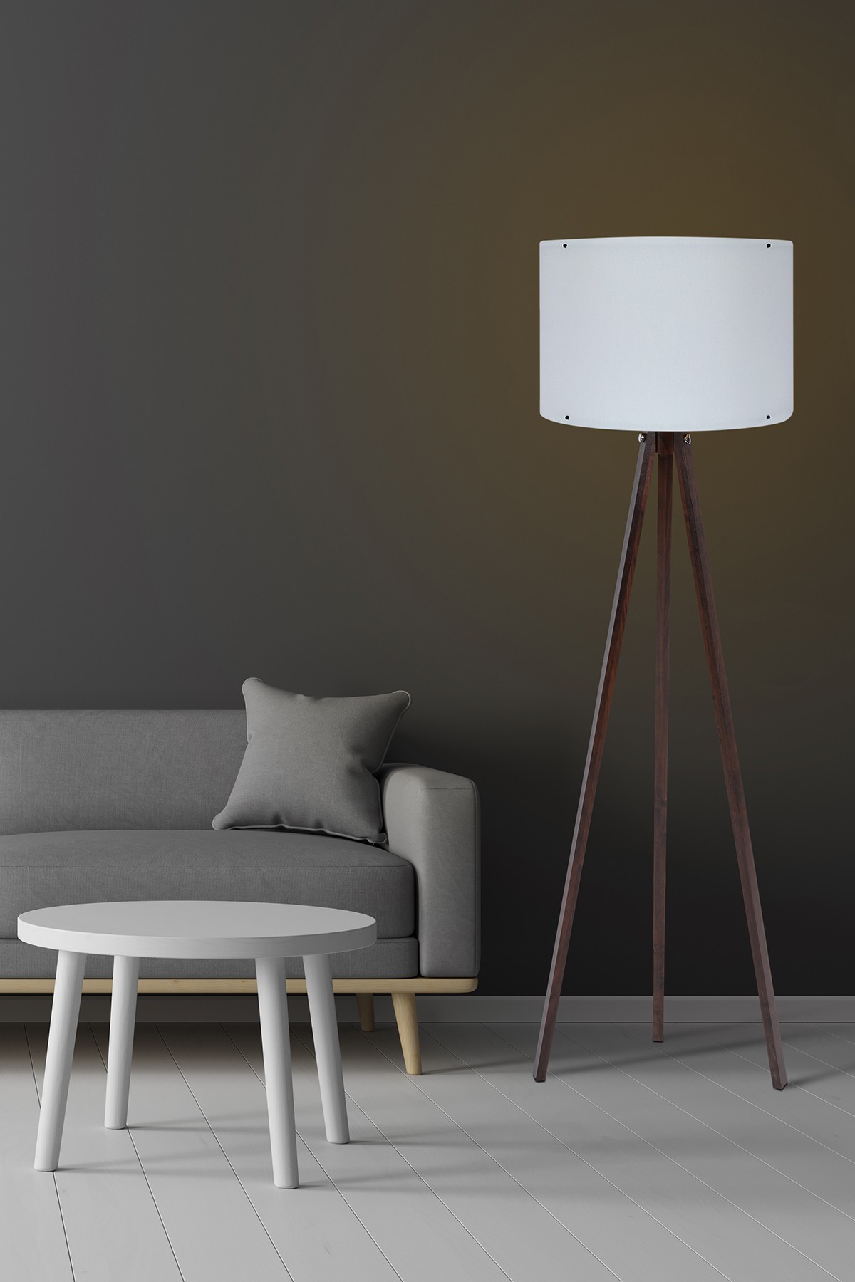 Podna lampa 128 Bela, Orah