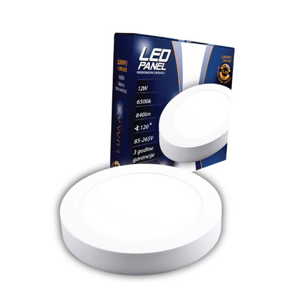 Led Panel LUMNPO-12W 6500K Nadgradni-Okrugli 1020 lm