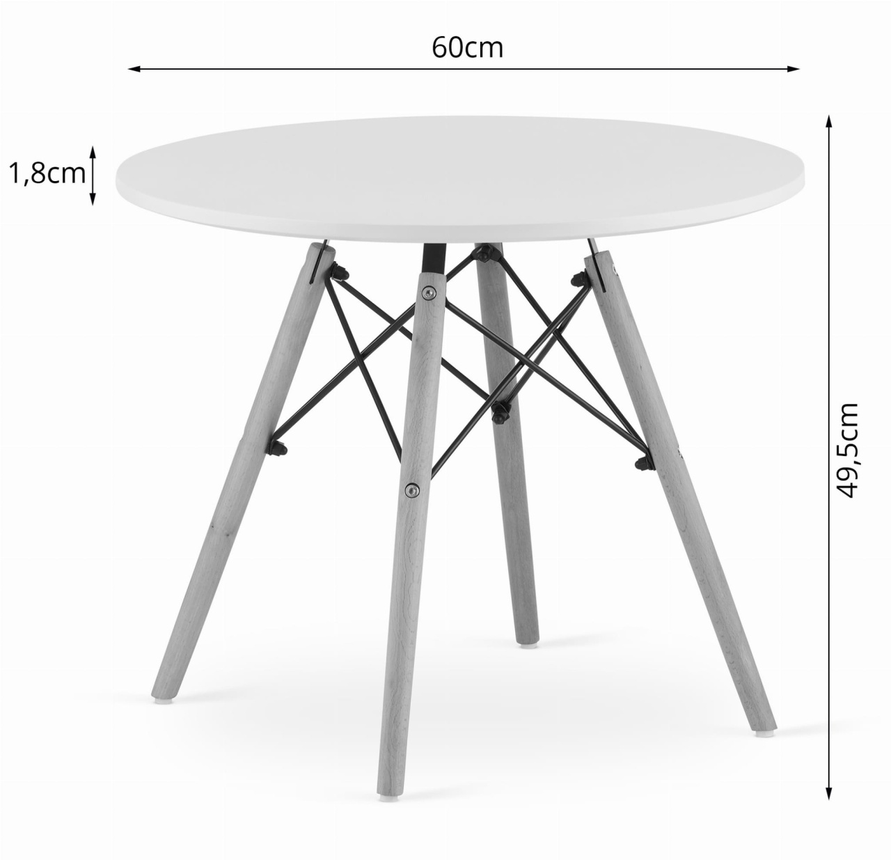 MAKSI Okrugli sto 60 cm - beli