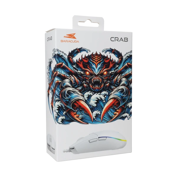 Miš Baracuda CRAB 3600DPI/6D/Optički/RGB/Bela