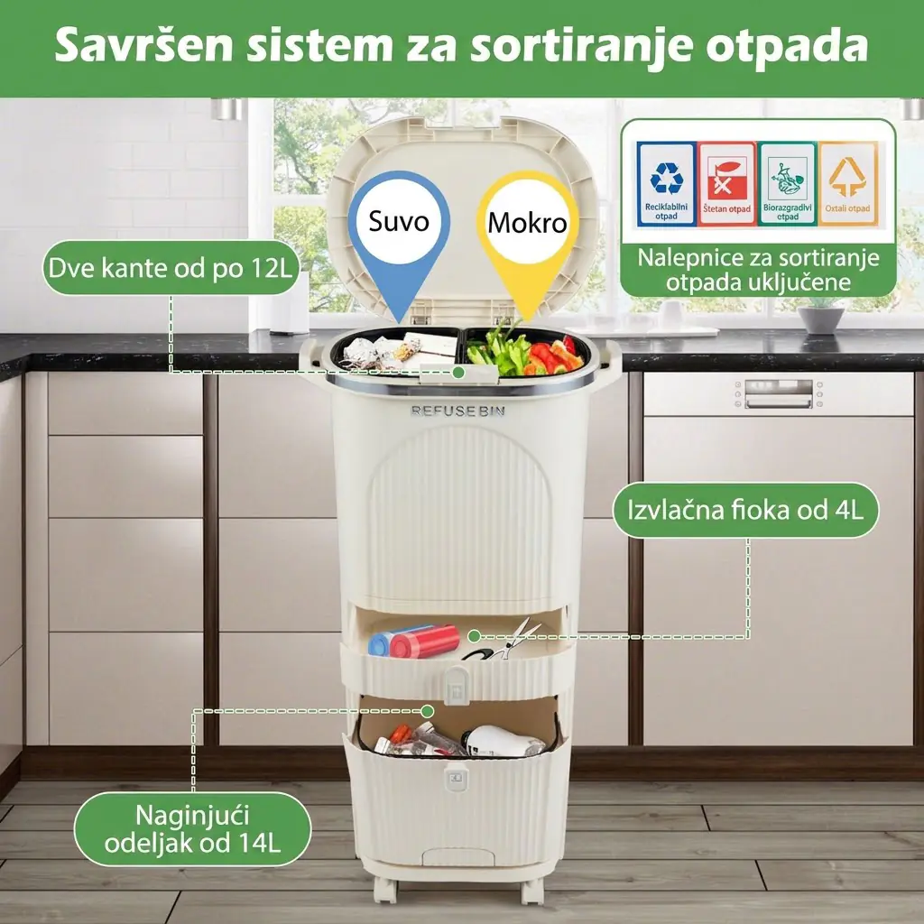 Domaro Kanta za sortiranje otpada 42 l
