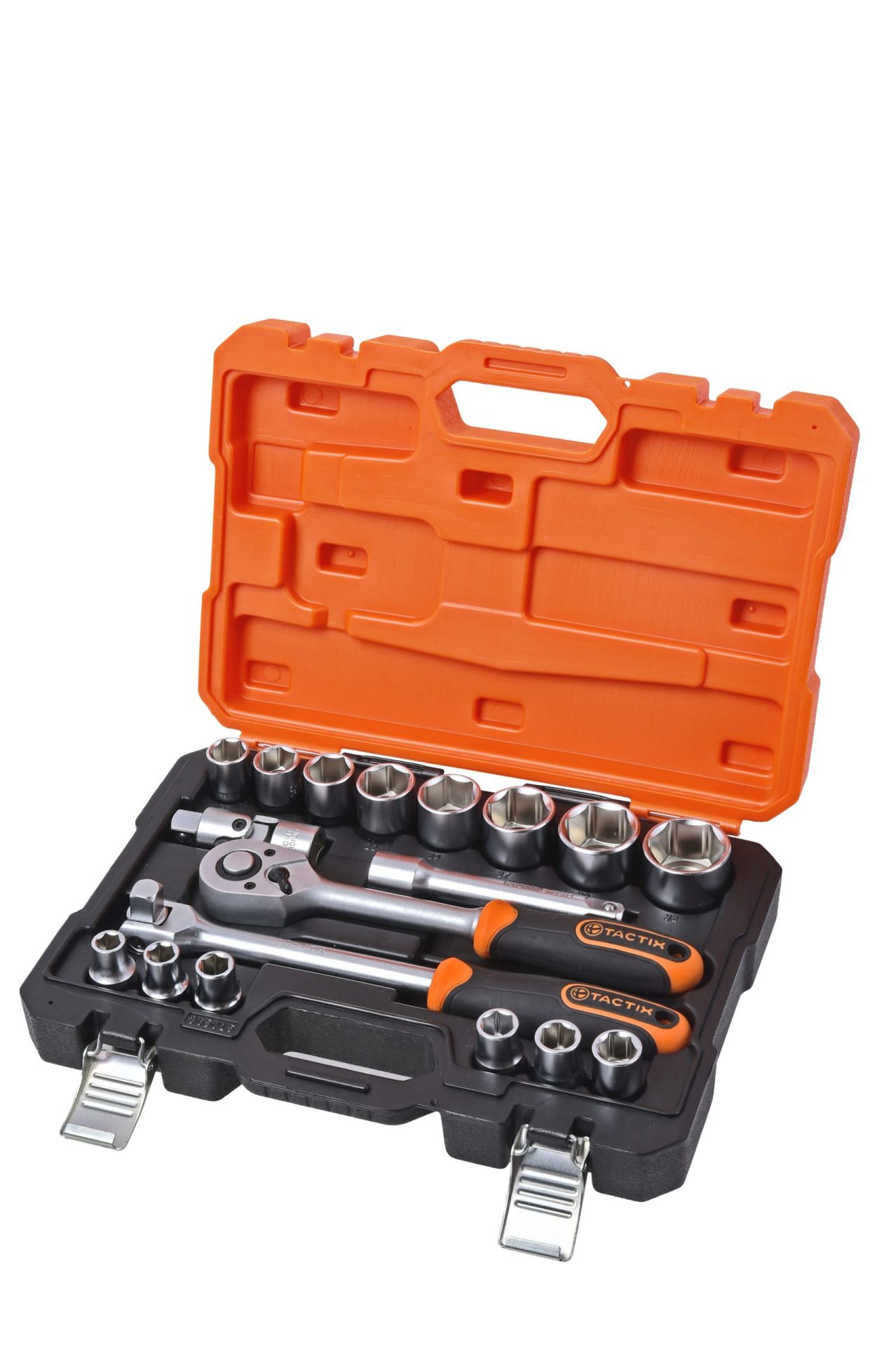 TACTIX Set 18 del. nasadnih ključeva sa čegrtaljkom 1/2" HEX/mm
