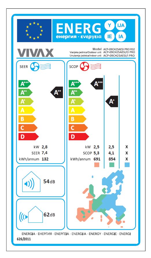 VIVAX COOL, inverter klima uređaj, ACP-09CH25AESI PRO R32