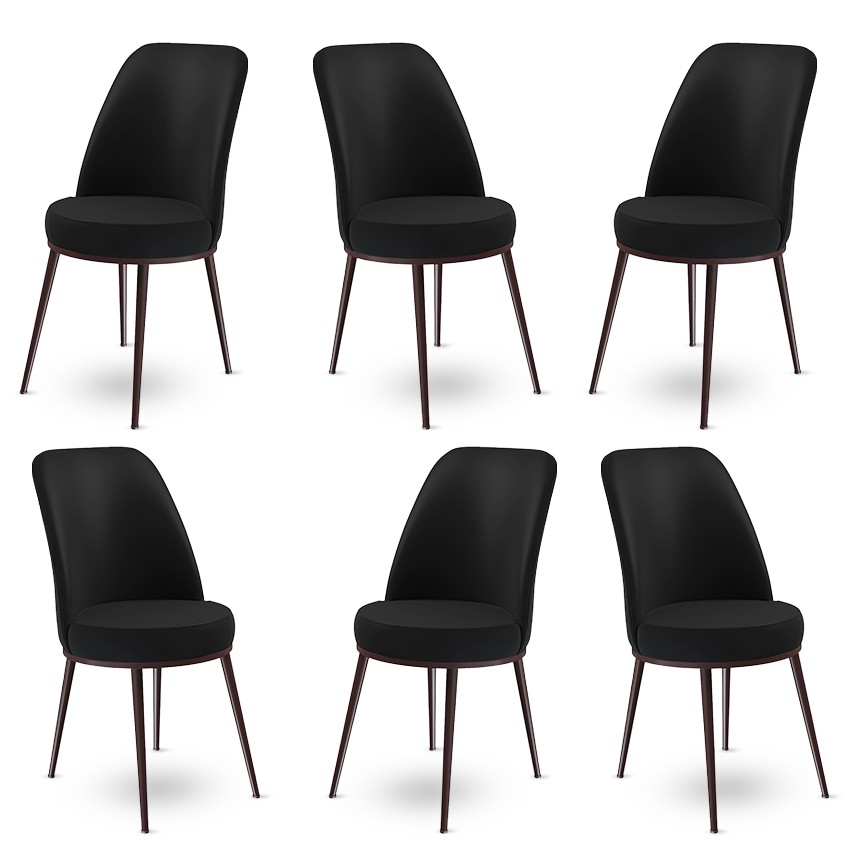 Set stolica (6 komada) Dexa - Crna, Braon