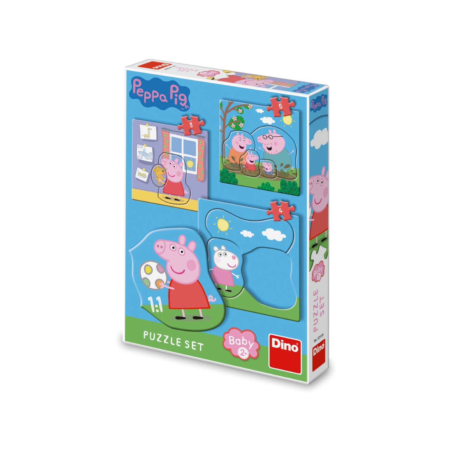 DINO PEPPA PIG - PORODICA, PUZZLE SET ZA BEBE 3-5 DELOVA