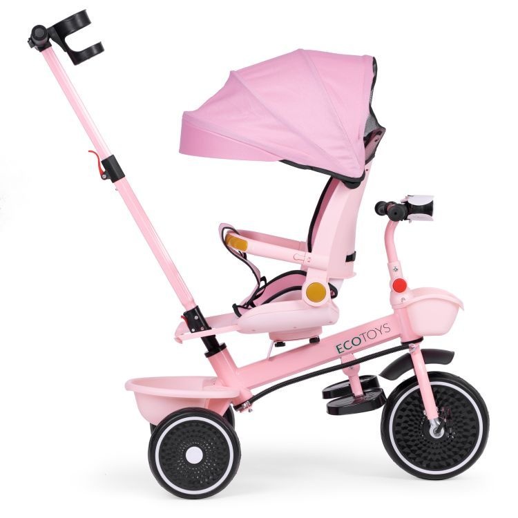 2u1 tricikl sa rotirajućim sedištem i sklopivom tendom Pink, ECOTOYS