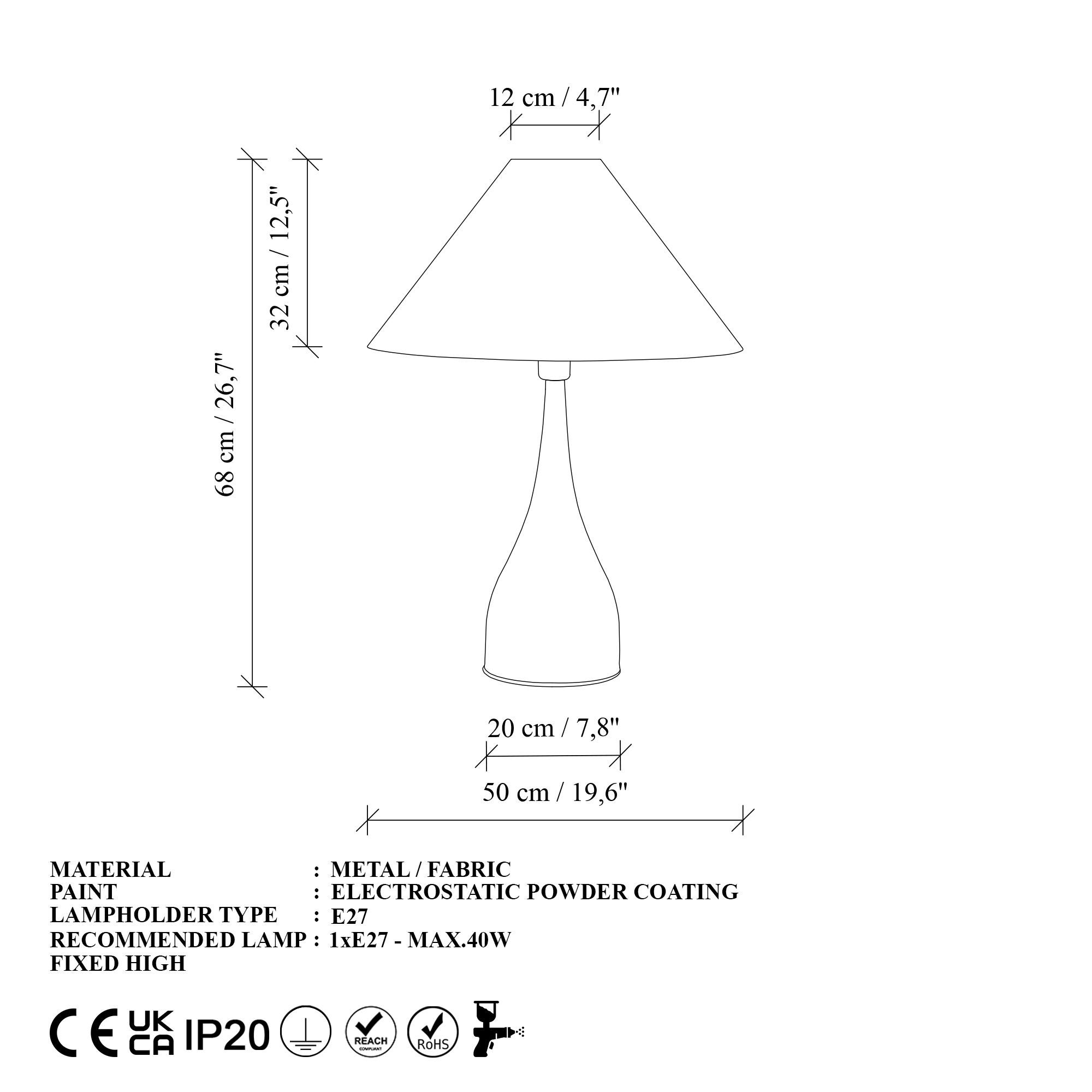 Stona lampa Luna - 15269 Crna, Bela