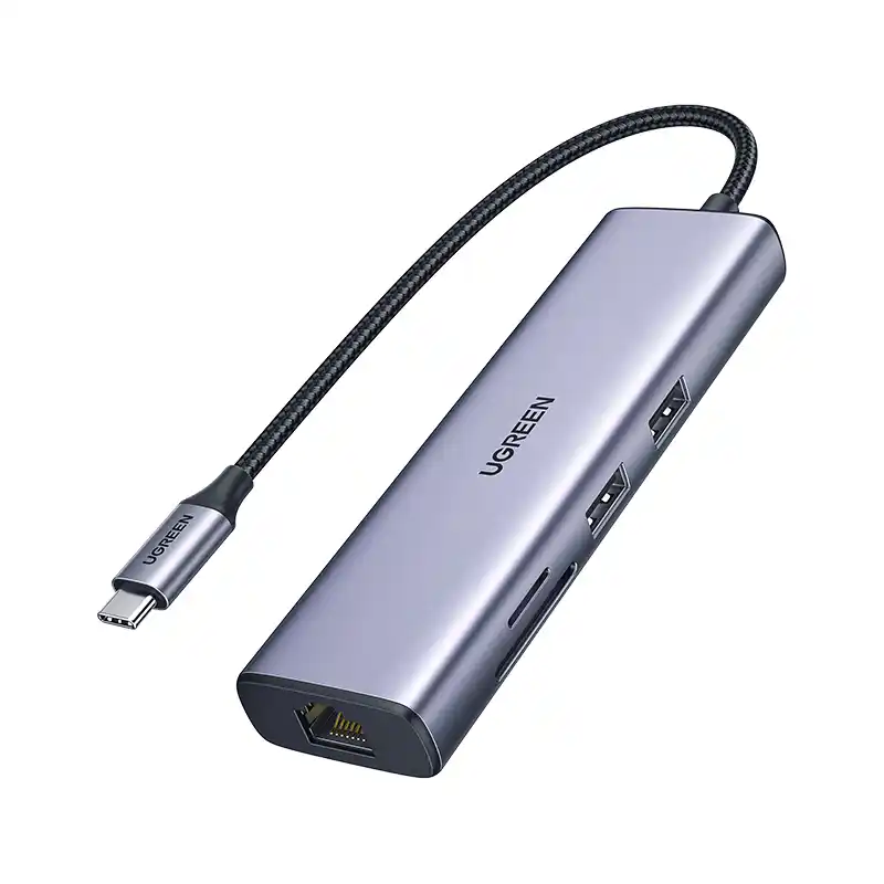 Adapter konverter Tip C 7/1 USB 3.0x2/Ethernet RJ45 /HDMI 4K 30HZ/PD 100W/SD/TF