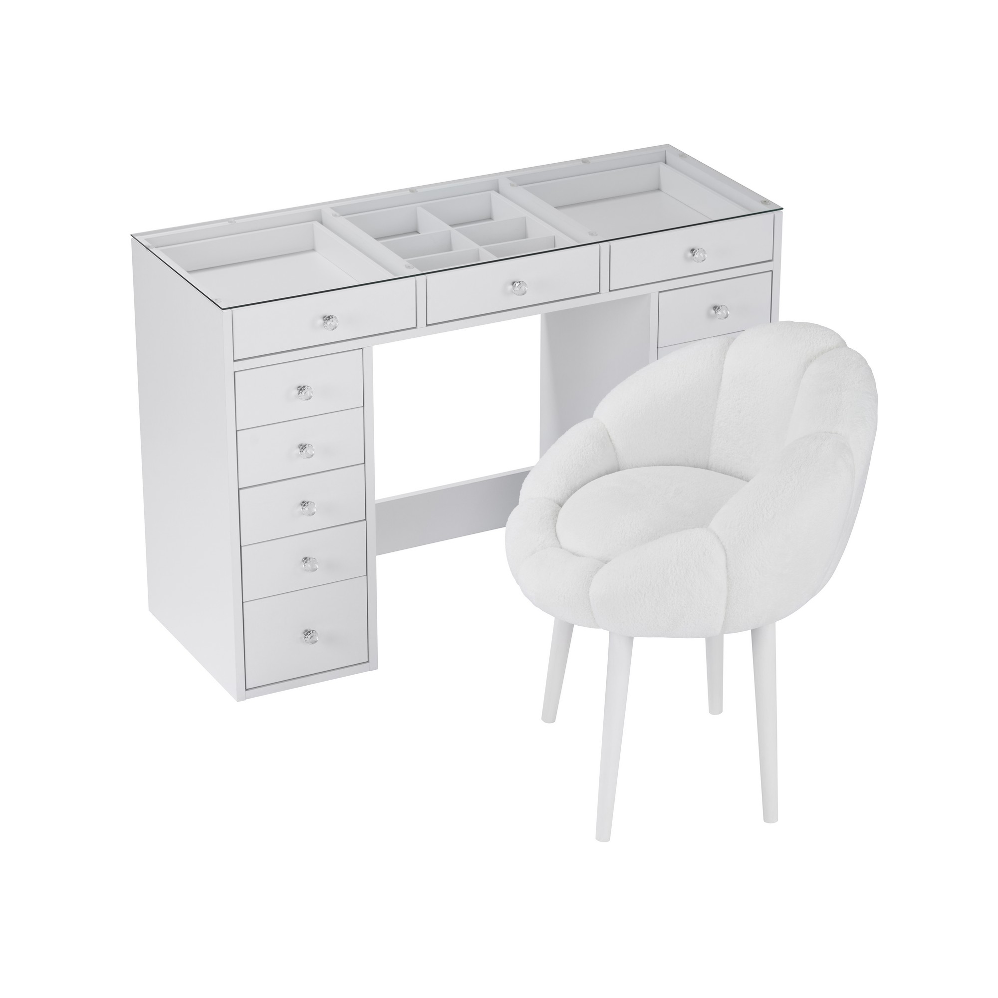 Set toaletnog stola i stolice (2 komada) Eloria - Bela