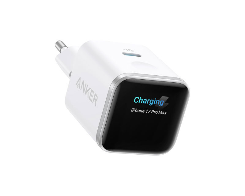 Nano 45W putni zidni punjač sa ekranom, USB-C port, beli
