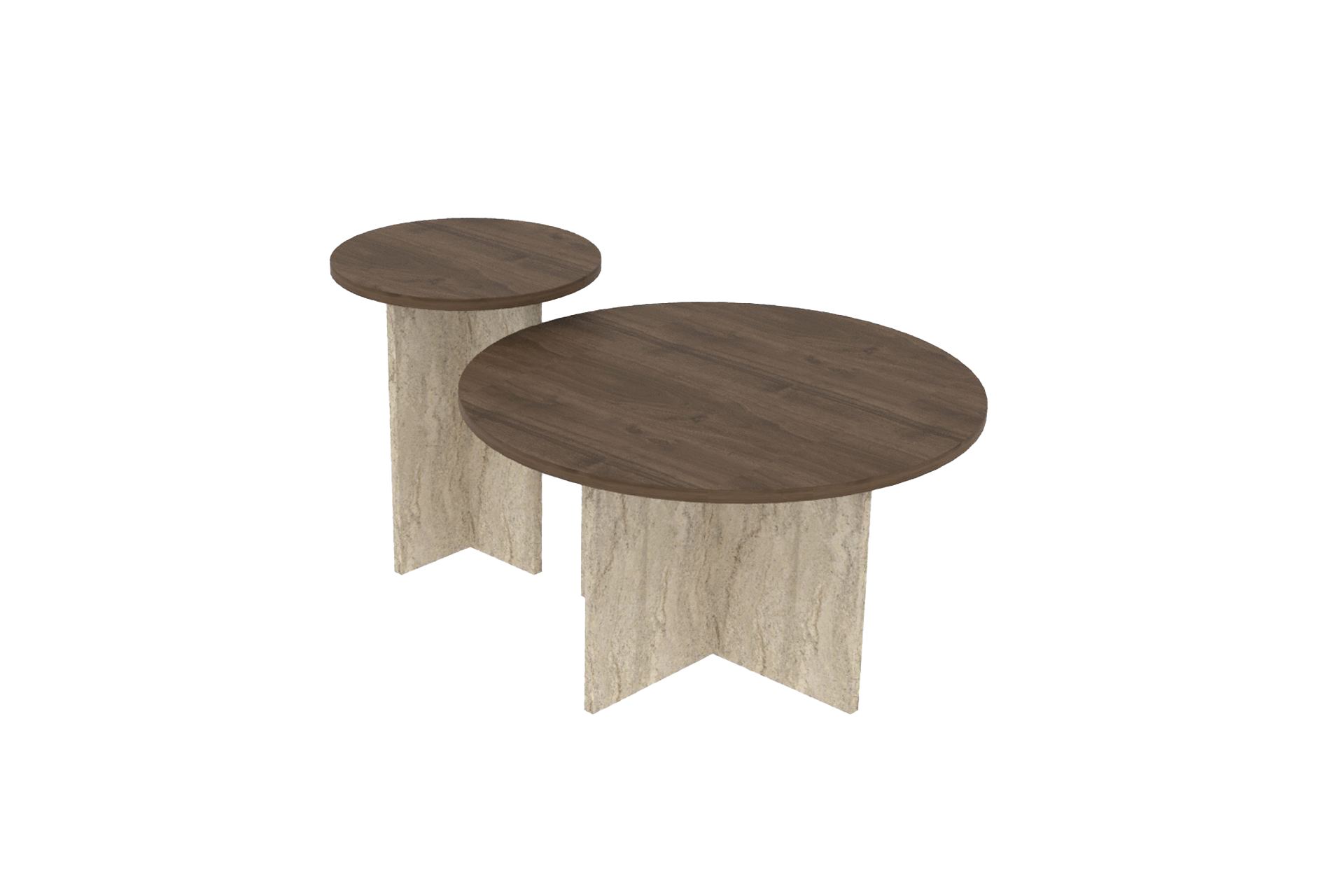 Set klub stolova Private - Orah, Travertin