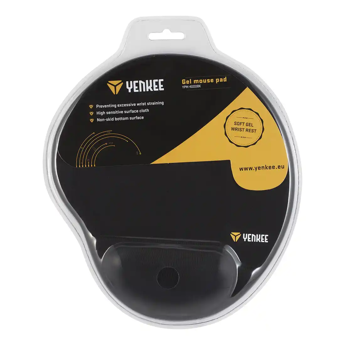 Podloga za miš ergonomska Yenkee YPM 4000BK Gel crna
