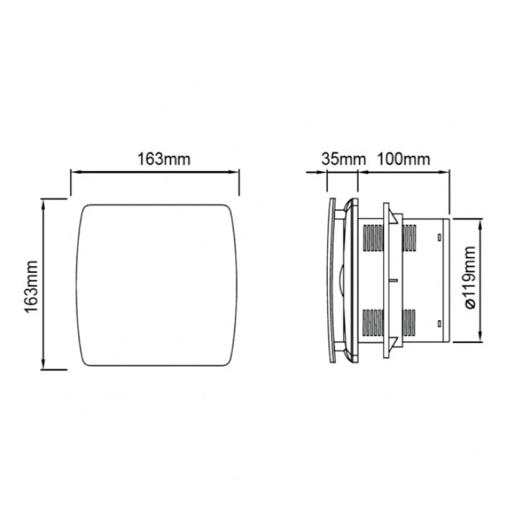 Izduvni ventilator 163x163mm 16W