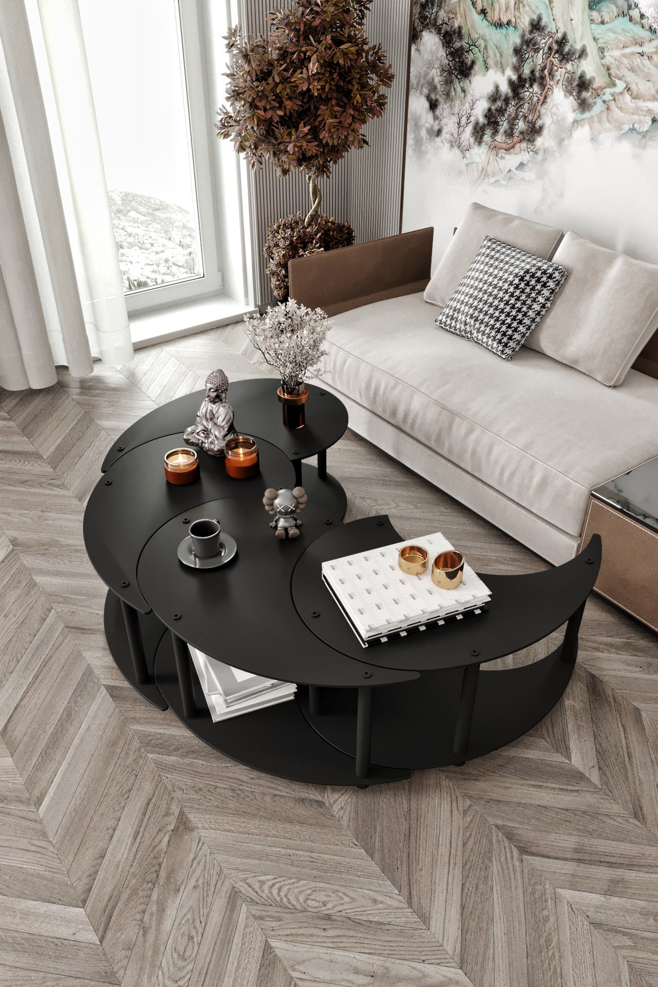 Set klub stolova Yin Yang 4 70 - Crna
