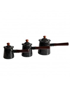Set Džezvi za kafu 3kom R51305J3C 9x8,5cm/10x10cm/12x12cm Crne Melirane