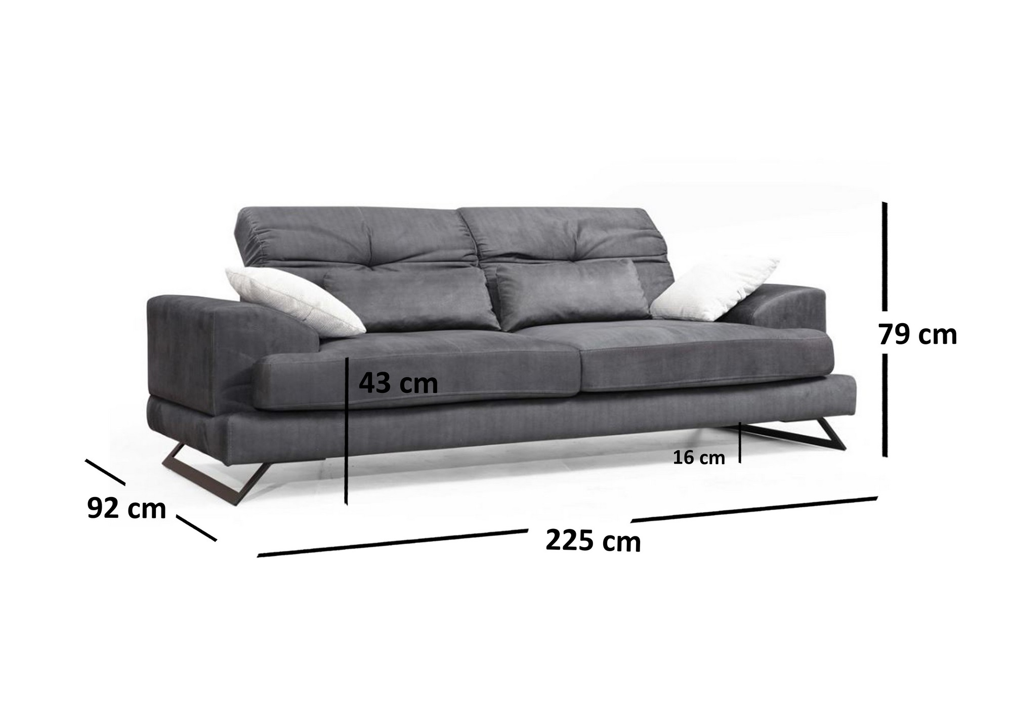Trosed Frido 3 Seater Antracit