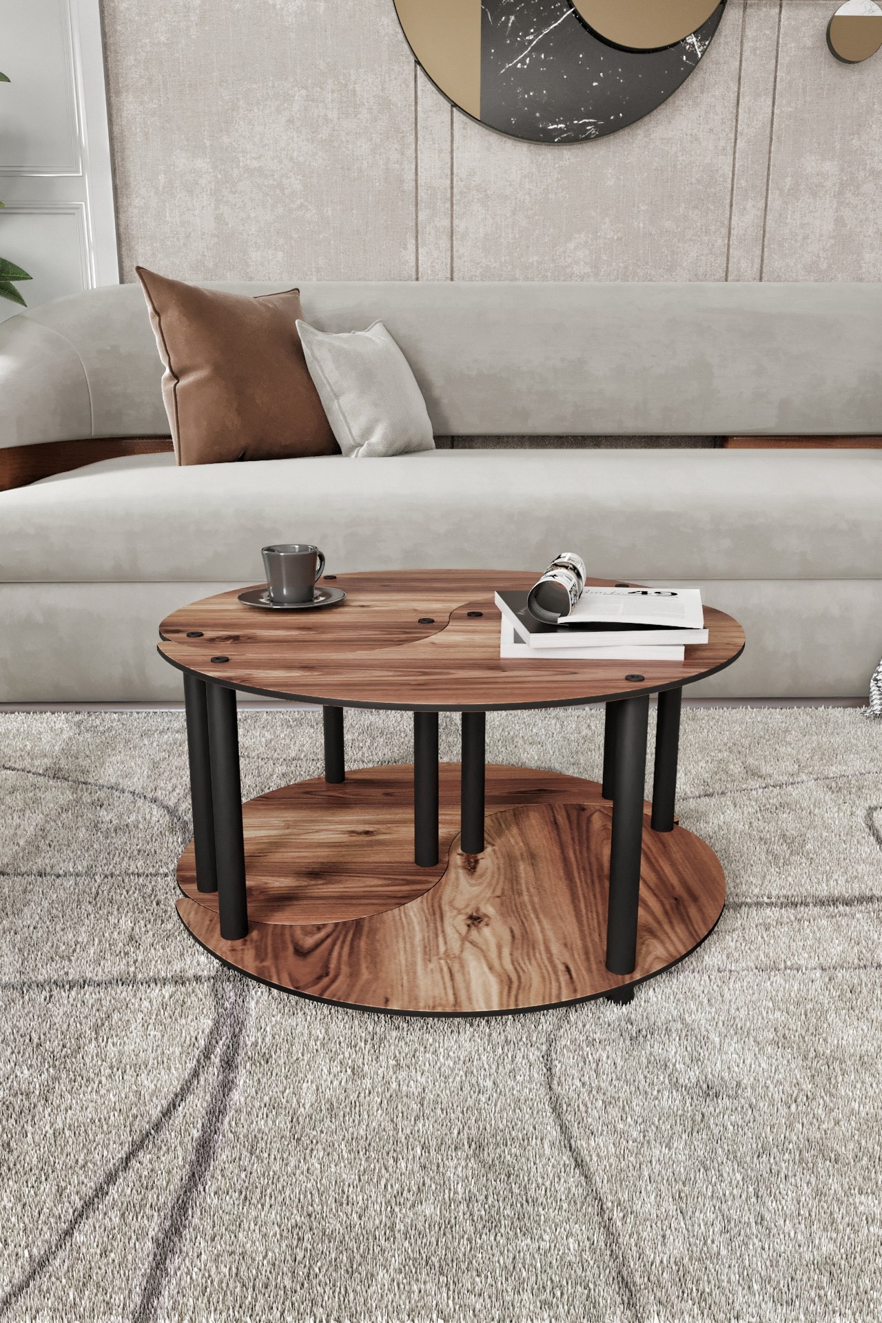 Set klub stolova Yin Yang 2 - Orah