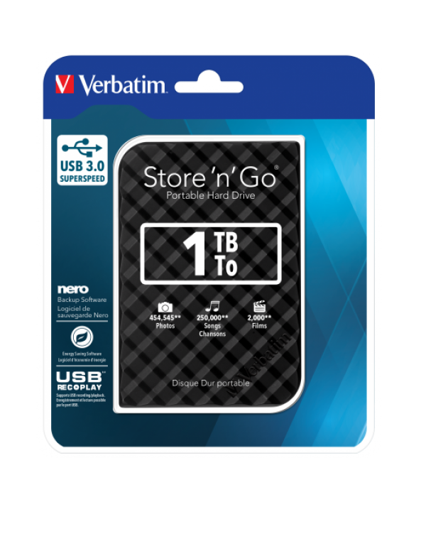 HDD E2.5" Verbatim 1TB USB 3.0 Store'n'Go 53194, Black