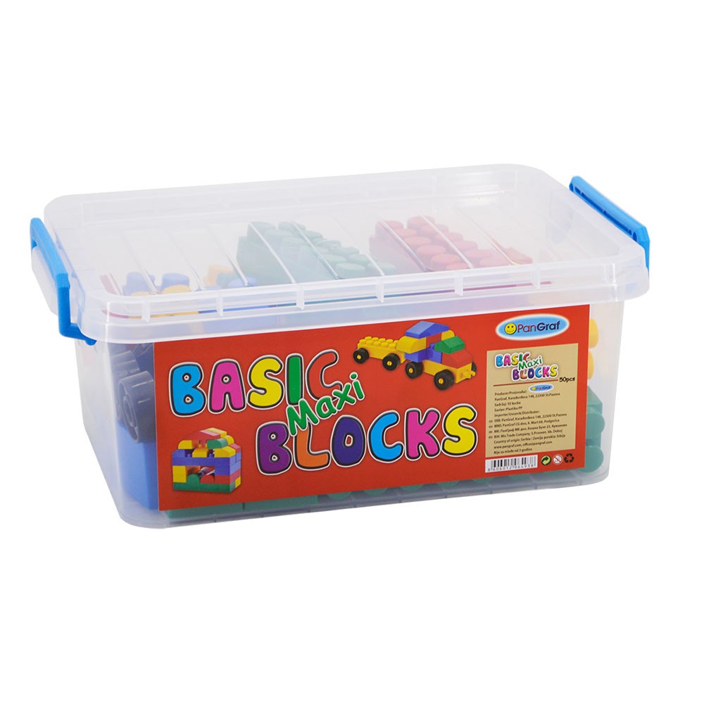 KOCKE BASIC BLOCKS U PVC KUTIJI 3L 50 KOM PANGRAF