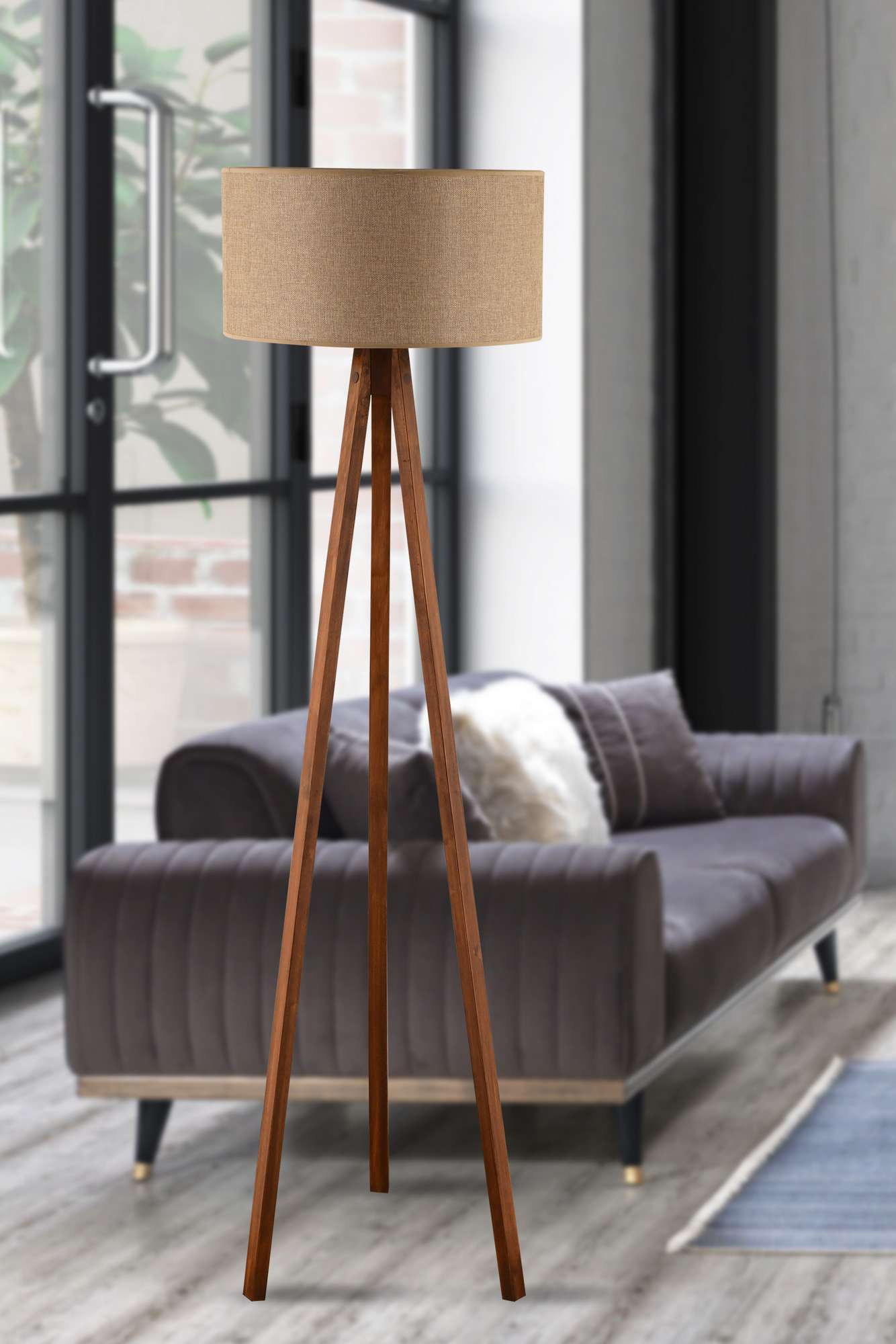 Podna lampa 64910 Bež, Orah