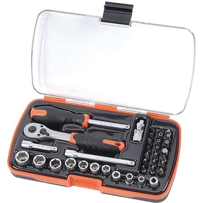TACTIX Set 37 del. nasadnih ključeva sa čegrtaljkom 1/4" HEX/mm