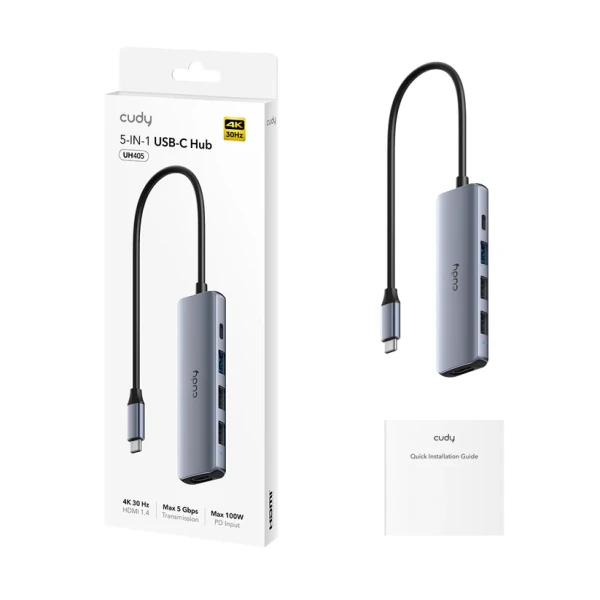 Adapter-konverter Cudy UH405 USB Tip C 1xUSB-A 3.0/2xUSB-A 2.0/HDMI