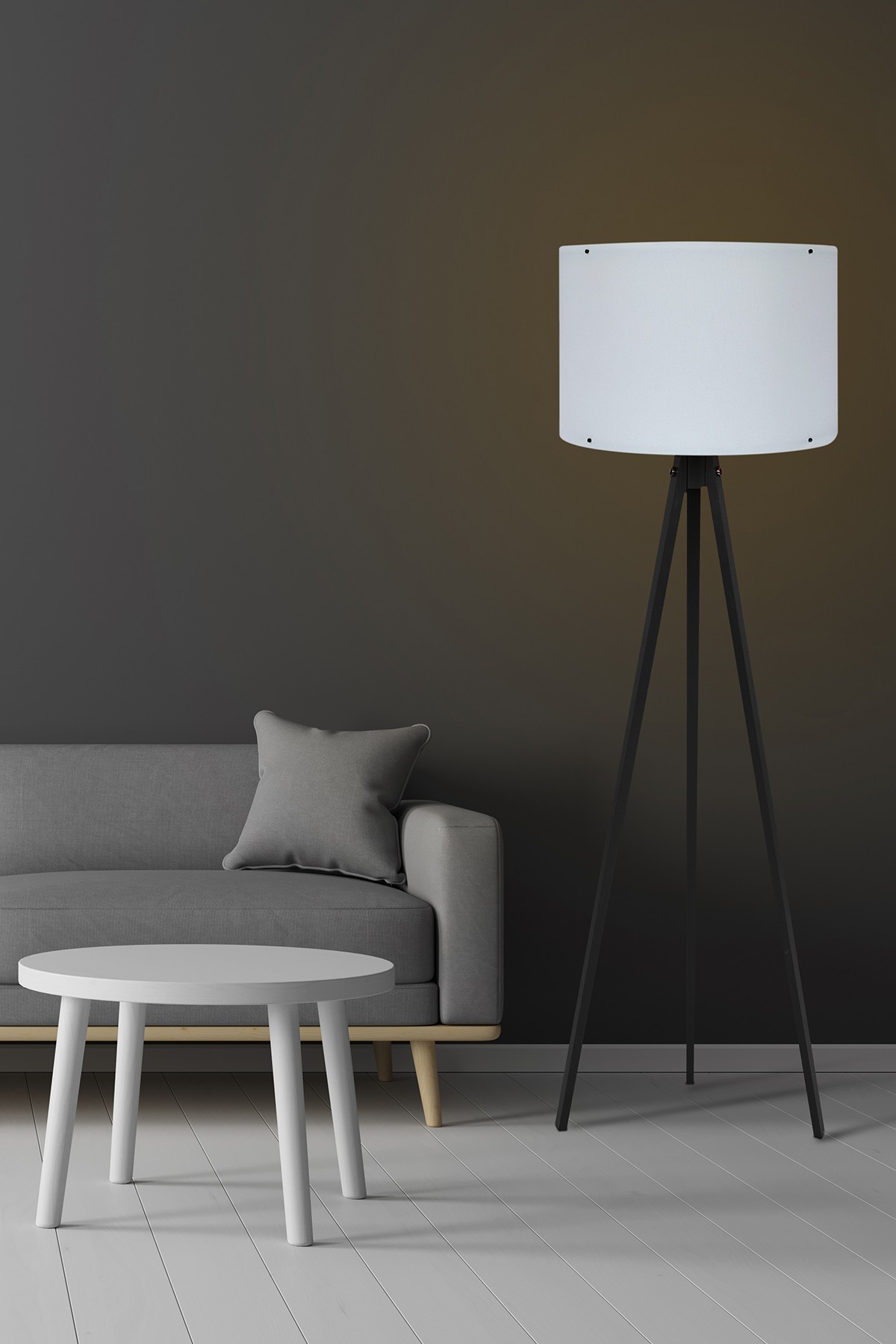 Podna lampa 129 Bela, Crna